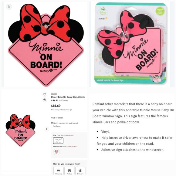 SAFETY 1ST MINNIE MOUSE BRUSH, COMB, NAIL CLIPPERS, FILES, & CAR SIGN - Picture 14 of 16